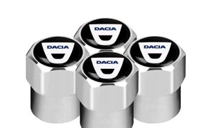 Захисні металеві ковпачки Primo на ніпель, золотник автомобільних коліс з логотипом Dacia - Silver