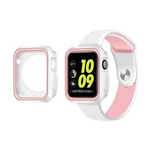 Силіконовий захисний корпус Primo для Apple Watch 38mm White / Pink