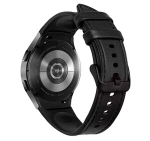 Ремінець Primolux Leather Silicone для годинника Samsung Galaxy Watch 5 / Watch 5 Pro - Black