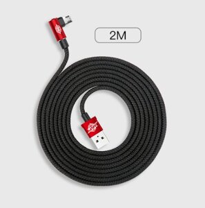 Кутовий реверсивний microUSB кабель Baseus Elbow Type Cable 2m - Black / Red