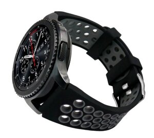 Спортивний ремінець з перфорацією Primo для годинника Samsung Gear S3 Classic SMR770 / Frontier RM760 Black & Grey