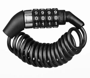 Велосипедний кодовий замок Primo Lock-02 зі сталевим протиугінним тросом 1,5 м - Black