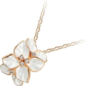 Кольє з підвіскою Primo Glory у формі квітів з білими пелюстками та кристалами – Gold&White
