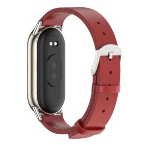 Шкіряний ремінець Mijobs для фітнес браслета Xiaomi Smart Band 9 - Red&Silver