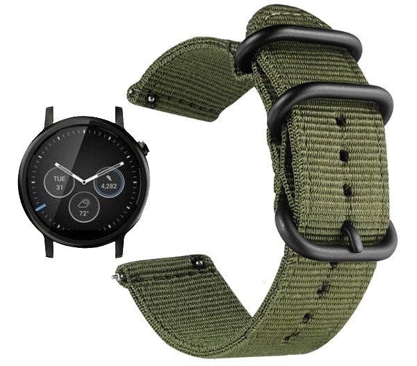 Нейлоновий ремінець Primo Traveller для годин Motorola Moto 360 2nd gen (42 mm) Army Green - вибрати