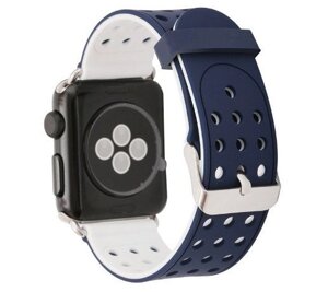 Двосторонній ремінець з перфорацією Primo для Apple Watch 38mm / 40mm / 41mm - Navy Blue&White