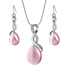 Комплект біжутерії сережки з підвіскою Primo Opal - Pink