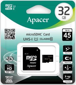 Карта пам'яті 32 Gb microSD Apacer 32Gb UHS-I Class 10 (AP32GMCSH10U1-R)
