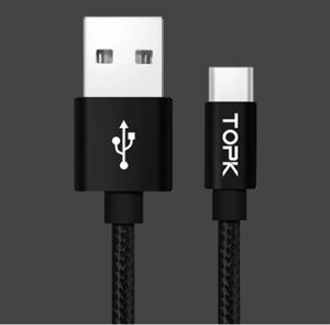 Кабель TOPK Nylon AN01 USB Type-C 1.2m - Black в Запорізькій області от компании Интернет-магазин "FotoUSB"