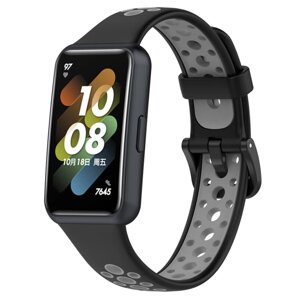 Силіконовий ремінець Primolux Perfor Classic для фітнес браслета Huawei Band 7- Black&Grey