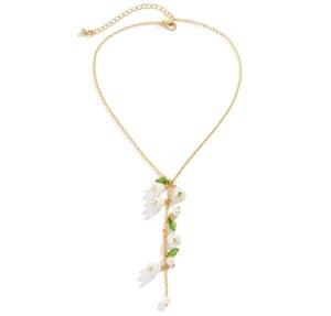 Кольє з підвіскою у формі квітів та перлин Primo Lily – Gold