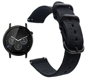 Нейлоновий ремінець Primo Traveller для годин Motorola Moto 360 2nd gen (42 mm) Black