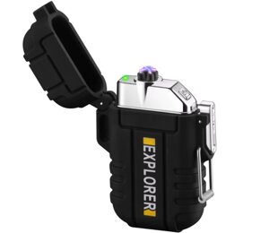 Електроімпульсна USB запальничка Explorer FR171, дві дуги в водонепроникному корпусі - Black