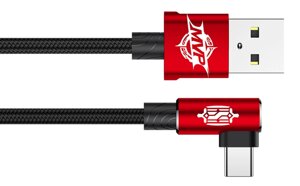 Кутовий Type-C кабель Baseus Elbow Type Cable 2m - Black / Red в Запорізькій області от компании Интернет-магазин "FotoUSB"