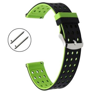 Двухсторонний ремешок с перфорацией Primo для часов Samsung Gear Sport (SMR600)  Black&Green в Запорізькій області от компании Интернет-магазин "FotoUSB"