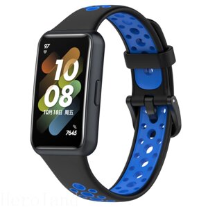 Силіконовий ремінець Primolux Perfor Classic для фітнес браслета Huawei Band 7- Black&Blue