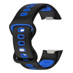 Силіконовий ремінець Primolux Sport для фітнес браслета Fitbit Charge 5 / Charge 6 - Black&Blue / розмір М