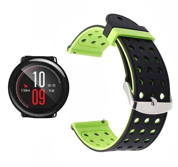 Двосторонній ремінець з перфорацією Primo для годинника Xiaomi Huami Amazfit Sport Black &amp; Green - опис