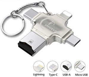 Адаптер Primo Ingelon R010 microSD для iPhone / iPad / Type-C / MicroUSB