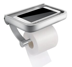 Держатель туалетной бумаги Primo металлический с полкой - Silver