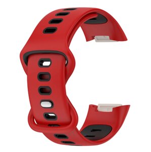 Силіконовий ремінець Primolux Sport для фітнес браслета Fitbit Charge 5 - Red&Black / розмір М
