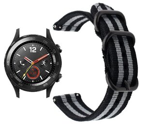 Нейлоновий ремінець Primo Traveller для годин Huawei Watch 2 Black & Grey