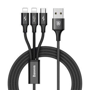 USB кабель Baseus Rapid Series 3-in-1 MicroUSB + Lightning + Lightning - Black в Запорізькій області от компании Интернет-магазин "FotoUSB"