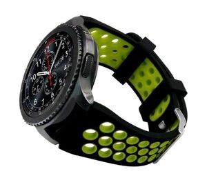 Спортивний ремінець з перфорацією Primo для годинника Samsung Gear S3 Classic SMR770 / Frontier RM760 Black & Green