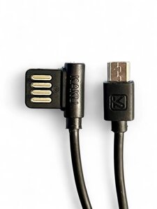 Кутовий кабель iKaku KSC-03 USB-MicroUSB 1м / 2.4А з двостороннім інтерфейсом - Black