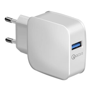 Мережевий зарядний пристрій QC-008 Qualcomm Quick Charge 3.0 1USB - White