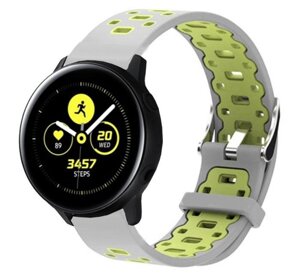 Спортивний ремінець Primo Perfor Classic для годин Samsung Watch Active (SM-R500) / Active 2 (SM-R820 / R830) Grey&Green