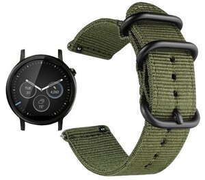 Нейлоновий ремінець Primo Traveller для годин Motorola Moto 360 2nd gen (46mm) Army Green