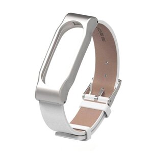 Шкіряний ремінець Primo Mijob для фітнесбраслета Xiaomi Mi Band 2 Silver / White