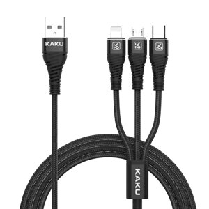 USB кабель Kaku KSC-296 3-in-1 Type-C / MicroUSB / Lightning 1m - Black