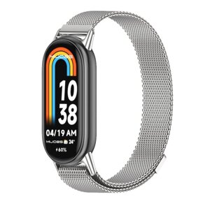 Ремінець металевий Mijobs міланське плетіння для фітнес браслета Xiaomi Mi Smart Band 8 - Silver