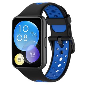 Силіконовий ремінець Primolux Perfor Classic для смарт-годинника Huawei Watch Fit 2- Black&Blue