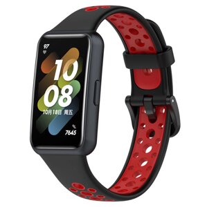 Силіконовий ремінець Primolux Perfor Classic для фітнес браслета Huawei Band 7- Black&Red