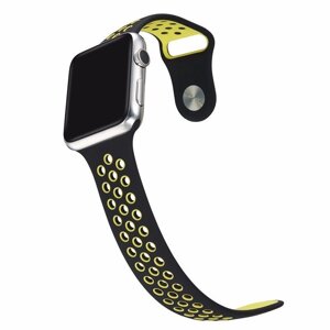 Спортивний ремінець з перфорацією Primo для годинника Apple Watch 38mm / 40mm / 41mm розмір S - Black&Yellow