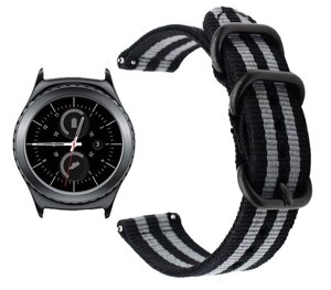 Нейлоновий ремінець Primo Traveller для годин Samsung Gear S2 Classic SMR732 / RM735 Black & Grey