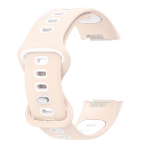 Силіконовий ремінець Primolux Sport для фітнес браслета Fitbit Charge 5 / Charge 6 - Pink&White / розмір М