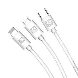 USB кабель Kaku KSC-078 3-in-1 Type-C / MicroUSB / Lightning 1m - White