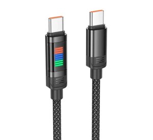 Кабель з індикатором Hoco U126 Type-C to Type-C PD 100W 1.2m - Black