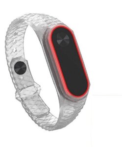 Силіконовий ремінець Primo для фітнес-браслета Xiaomi Mi Band 2 Edge Clear Red