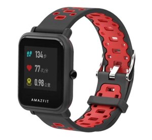 Спортивний ремінець Primolux Perfor Classic для годинника Xiaomi Amazfit Bip/Amazfit Bip GTS/Amazfit Bip Lite Black&Red