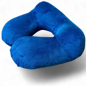 Надувна подушка-підголовник Pillow для подорожей велюрова - Dark Blue