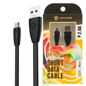 Кабель короткий 25см Lenyes LC225 USB MicroUSB - Black