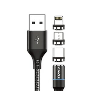 Магнітний кабель 3 в 1 Kaku KSC-234 USB Type-C / Lightning / MicroUSB 1m - Black в Запорізькій області от компании Интернет-магазин "FotoUSB"