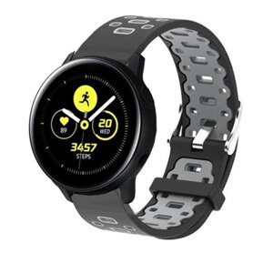 Спортивний ремінець Primo Perfor Classic для годин Samsung Watch Active (SM-R500) / Active 2 (SM-R820 / R830) Black&Grey