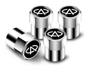 Защитные металлические колпачки Primo на ниппель автомобильных колес с логотипом Chery - Silver
