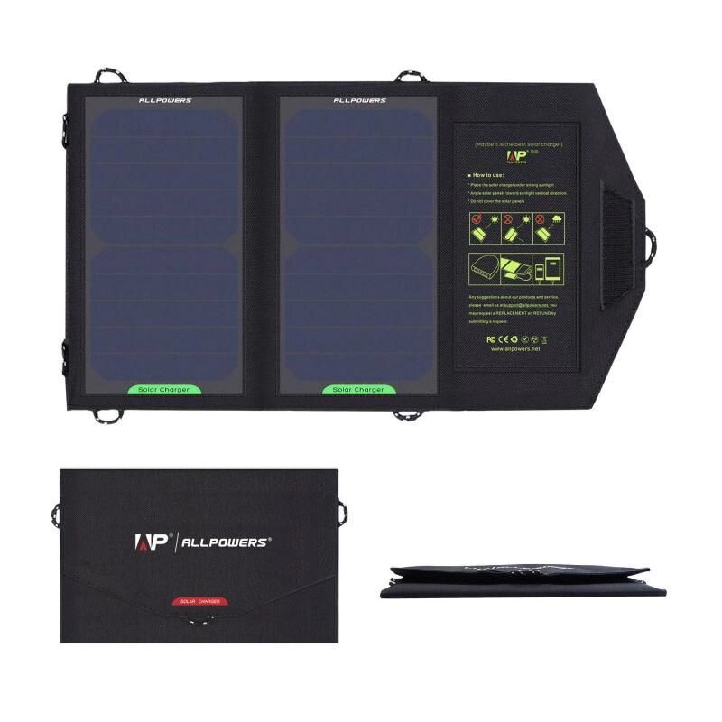 Портативний сонячний зарядний пристрій ALLPOWERS 10W від компанії Інтернет-магазин "FotoUSB" - фото 1